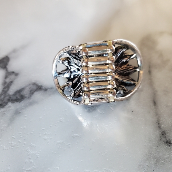 Silver Tone & Turquoise Stone Stretch Band Ring 💥3 for $24💥 - Picture 7 of 17